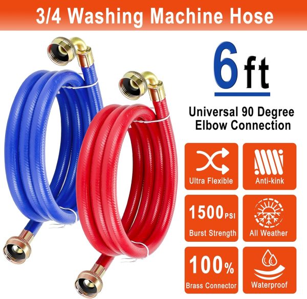 Fetechmate Washer Hoses 90 Degree Elbow Stainless Steel-5