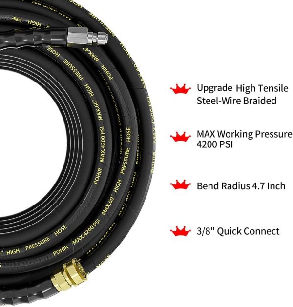 POHIR 25FT Pressure Washer Hose Steel Braided-1