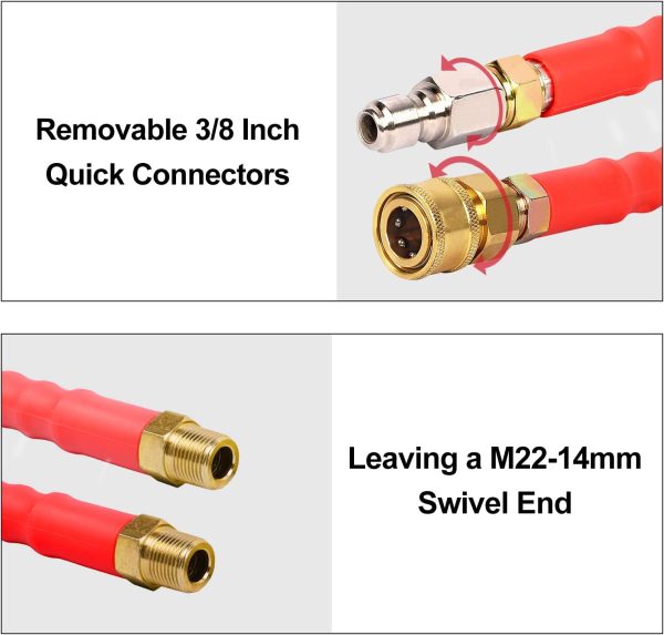 Heliwoo Pressure Washer Hose Alloy Steel Quick Connect 3/8-3