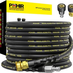 POHIR 25FT Pressure Washer Hose Steel Braided-0