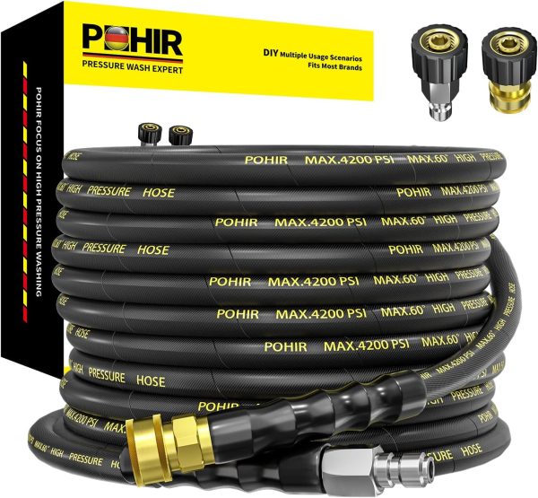 POHIR 25FT Pressure Washer Hose Steel Braided-0