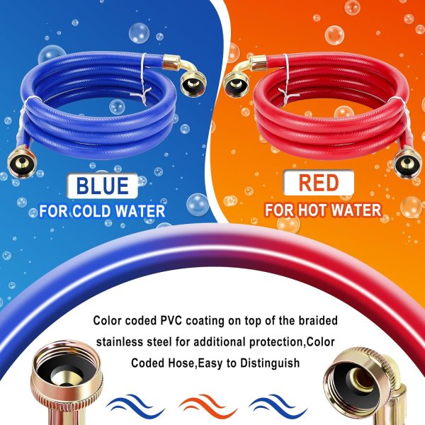 Fetechmate Washer Hoses 90 Degree Elbow Stainless Steel-3
