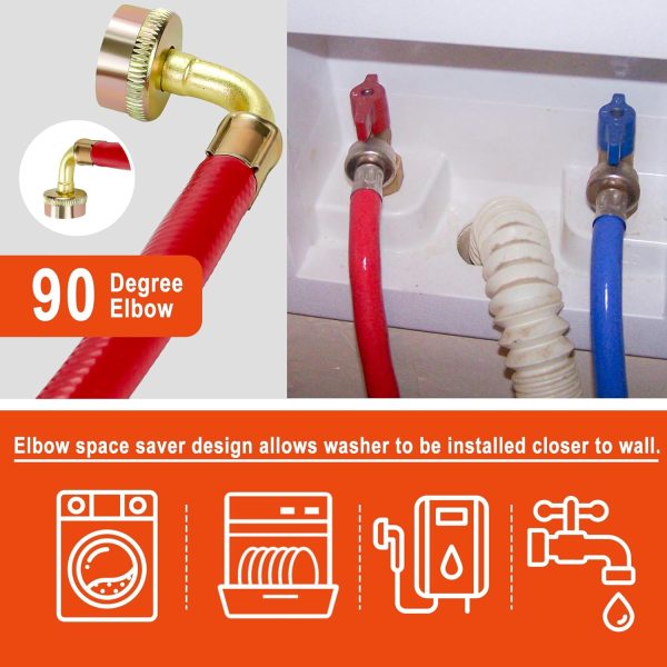 Fetechmate Washer Hoses 90 Degree Elbow Stainless Steel-6