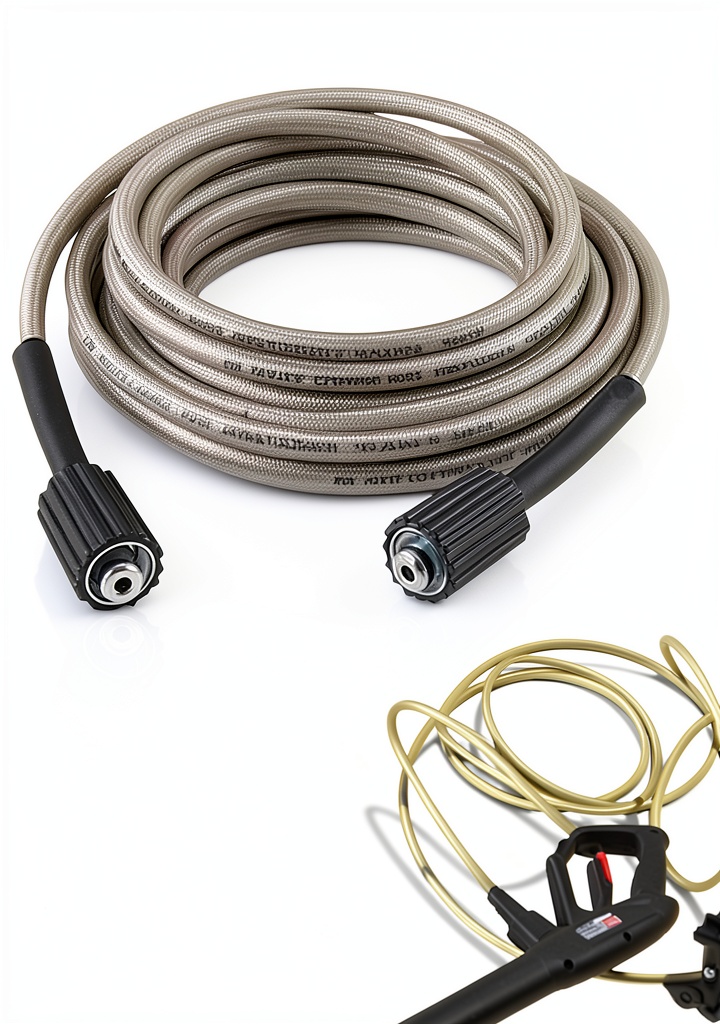 Ryobi pressure washer hose being used on a driveway