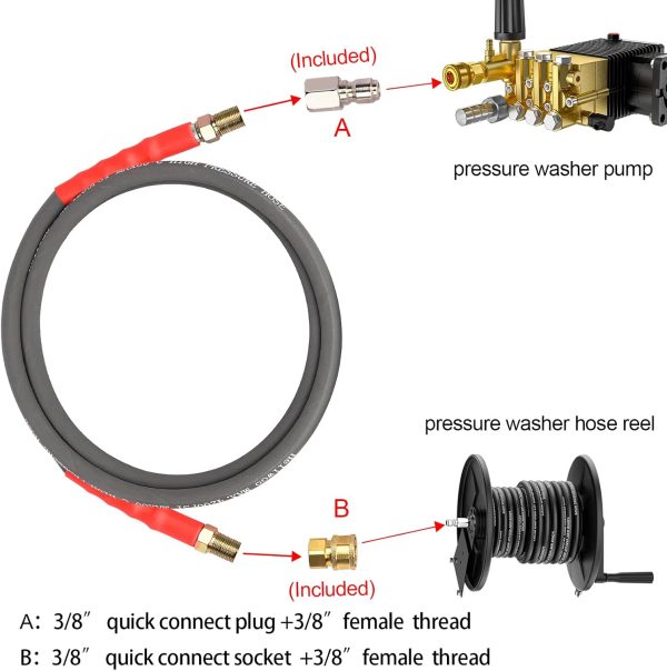 Heliwoo Pressure Washer Hose Alloy Steel Quick Connect 3/8-5