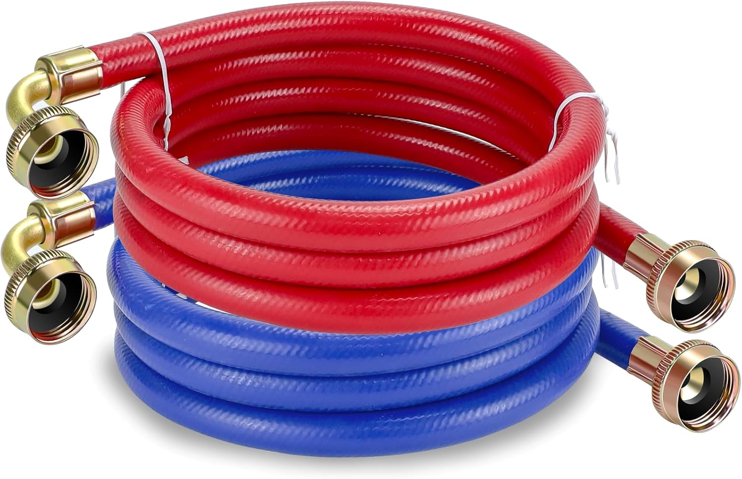 Fetechmate 90-degree washer hose installed behind a laundry machine