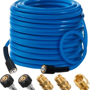 Hourleey Pressure Washer Hose Blue PVC Flexible 50FT-0