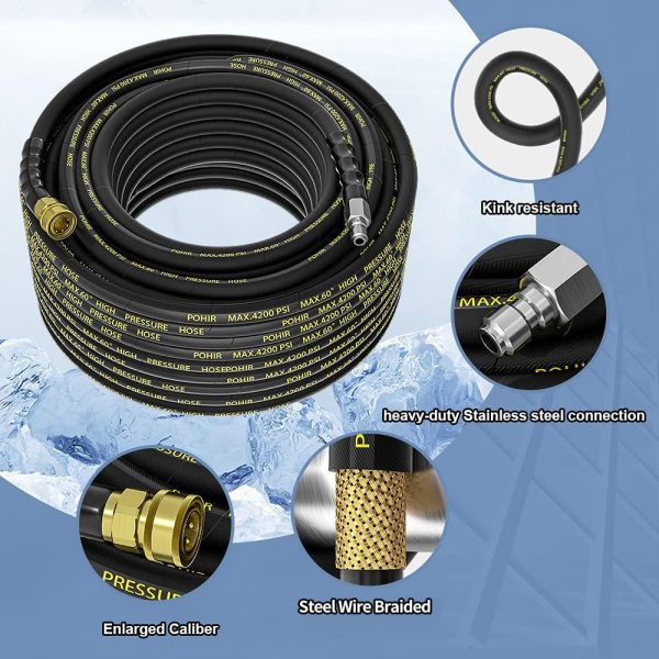 POHIR 25FT Pressure Washer Hose Steel Braided-4
