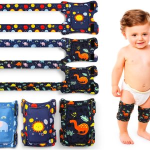 Hollowfly Baby Boy Knee Pads SBR Crawling Protectors, Straps, 3‑Pack-0