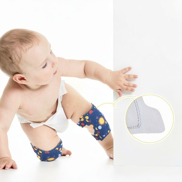 Hollowfly Baby Boy Knee Pads SBR Crawling Protectors, Straps, 3‑Pack-2