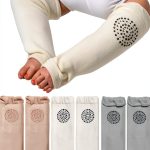 MC182 Baby Boys Leg Warmers 3‑Pair Stretch Cotton White Grey Brown-0