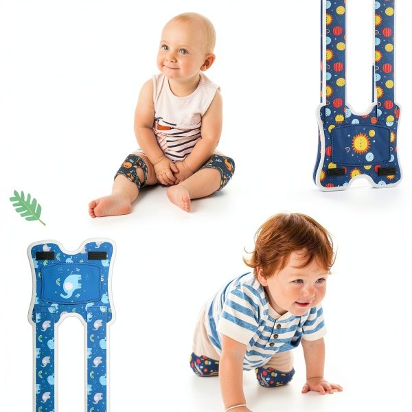 Hollowfly Baby Boy Knee Pads SBR Crawling Protectors, Straps, 3‑Pack-4