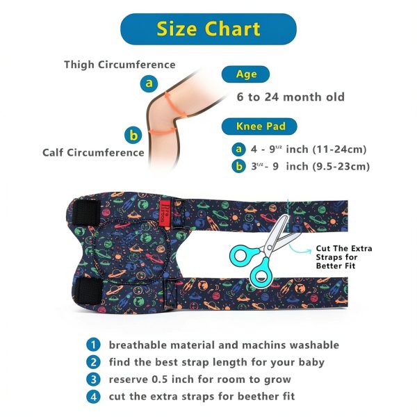 Baby Knee Pads 2-Pack Neoprene Adjustable Velcro Unisex Protective-5