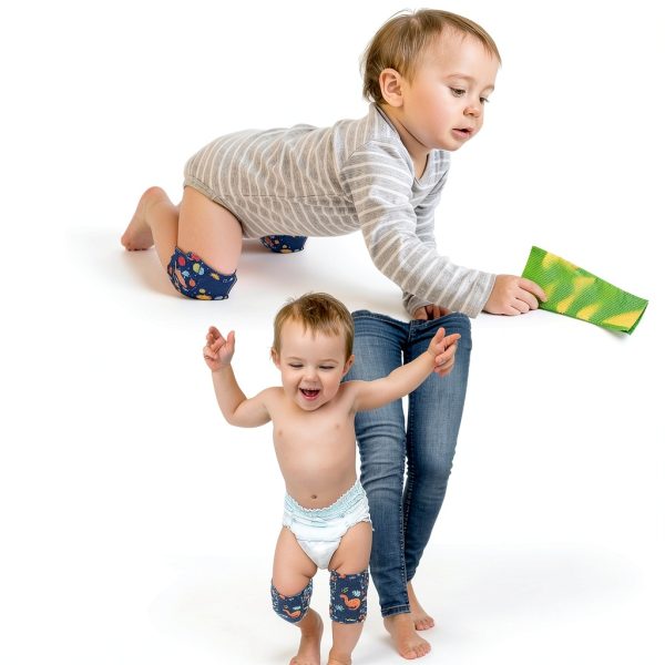 Hollowfly Baby Boy Knee Pads SBR Crawling Protectors, Straps, 3‑Pack-3