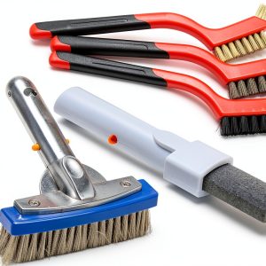 Pool Pumice Stone and 5in Stainless Steel Brush Kit Katikies White-0