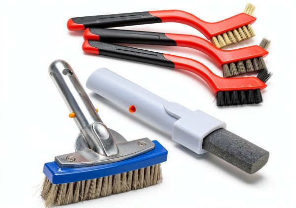 Pool Pumice Stone and 5in Stainless Steel Brush Kit Katikies White-0