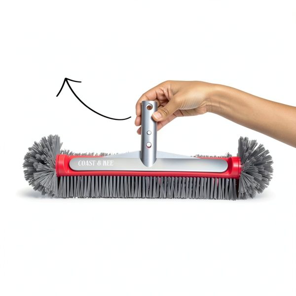 Pool Brush Head Coast & Kee Aluminum Handle 10-Row Nylon Bristles-1
