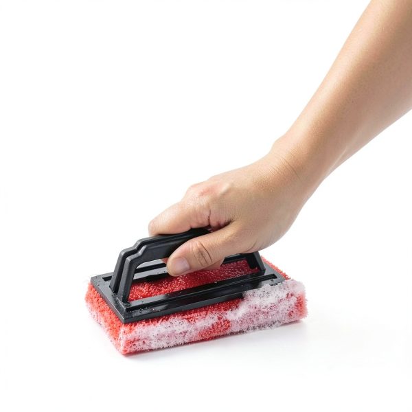 3 Pcs Hand-Held Pool Scrub Brush, Bathroom Scouring Pad, Non-Scratch Bathtub Scrubber with Handle, Cleaning Sponge for Shower Tile, Bathtube Sink Spas Tubs & Swimming Pool Step(red, blue, green)-2