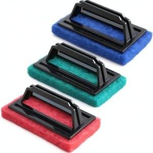 Hand Held Pool Scrub Brush by Wvapzwr – 3‑Piece Red Blue Green Soft PP-0