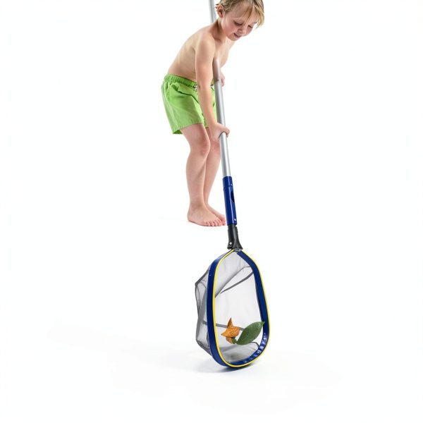 Poolvio Swimming Pool Cleaning Kit, 14'' Brush Head & 50'' Telescopic Aluminum Pole with Fine Mesh Skimmer Net - Perfect for Above Ground Pools, Spas, Hot Tub Fountains Blue (PK0140)-4