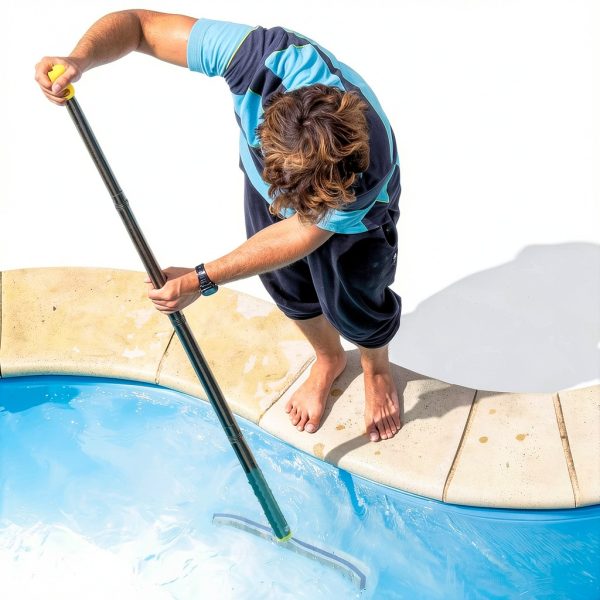 Swimming Pool Brush DEROFIT 6FT Aluminum Pole 18in Nylon Bristle Blue-6
