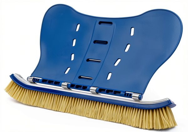 Pool Brush with Brush Tail for Cleaning Pool Walls Using Water Pressure, 18" Tough Plastic Bristles Pool Brush Head with EZ Clips Fit Most Poles (Pole not Included)-0