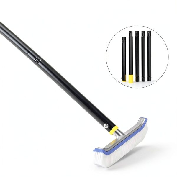 Swimming Pool Brush DEROFIT 6FT Aluminum Pole 18in Nylon Bristle Blue-2