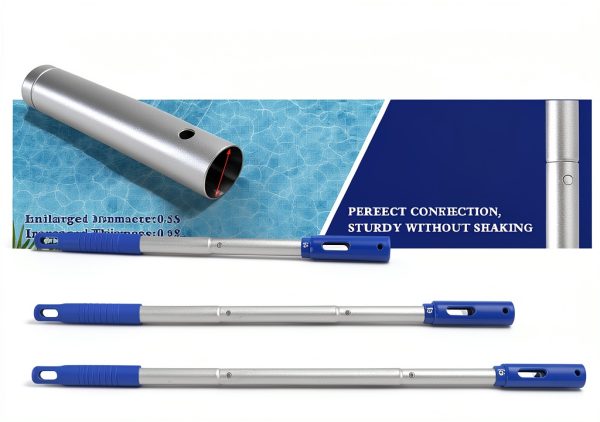 Poolvio Swimming Pool Cleaning Kit, 14'' Brush Head & 50'' Telescopic Aluminum Pole with Fine Mesh Skimmer Net - Perfect for Above Ground Pools, Spas, Hot Tub Fountains Blue (PK0140)-6