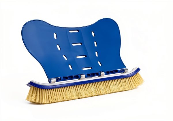 Pool Brush with Brush Tail for Cleaning Pool Walls Using Water Pressure, 18" Tough Plastic Bristles Pool Brush Head with EZ Clips Fit Most Poles (Pole not Included)-4