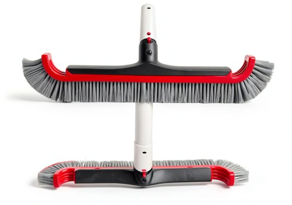 Swimming Pool Brush with Pole - 17.5" Wall Brush with 10FT Adjustable Aluminum Pole, Nylon Bristles, Curved Ends, EZ Clip Handle, Pool Brush for Cleaning Walls, Tiles & Floors-3