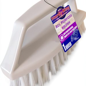 Scrub Brush Unbreakable Handle 6" White Sturdy King Pool Brush-0