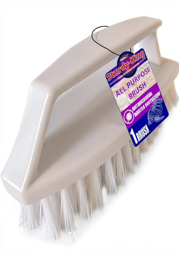 Scrub Brush Unbreakable Handle 6" White Sturdy King Pool Brush-0