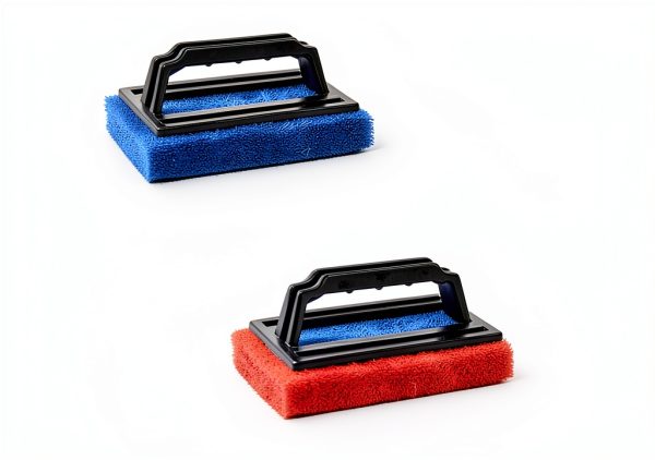 3 Pcs Hand-Held Pool Scrub Brush, Bathroom Scouring Pad, Non-Scratch Bathtub Scrubber with Handle, Cleaning Sponge for Shower Tile, Bathtube Sink Spas Tubs & Swimming Pool Step(red, blue, green)-4