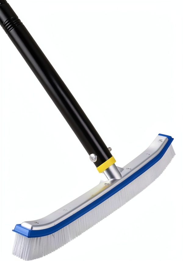Swimming Pool Brush DEROFIT 6FT Aluminum Pole 18in Nylon Bristle Blue-0