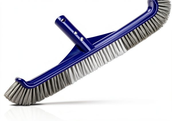 Pool Brush Head, 17" Pool Brushes for Cleaning Pool Walls, Curved Ends High-Efficiency Pool Scrub Brush,Premium Nylon Bristles Pool Brush with EZ Clip-0