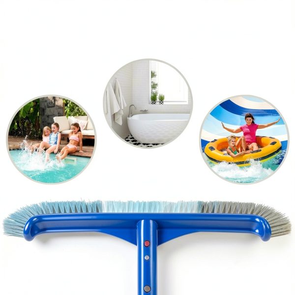 Pool Brush Head, 17" Pool Brushes for Cleaning Pool Walls, Curved Ends High-Efficiency Pool Scrub Brush,Premium Nylon Bristles Pool Brush with EZ Clip-3